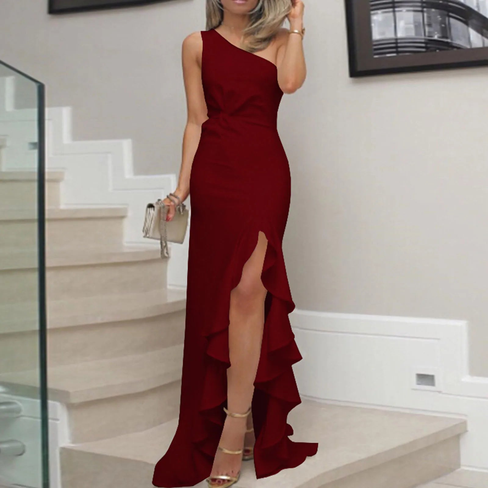 Gail | One Shoulder Party Dress Red Dresses