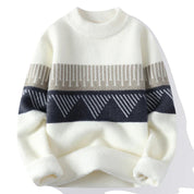 Patchwork Fashionable Knitted Sweater White sweater