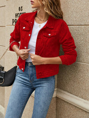 Ilona™ | All-Weather Confidence Denim Jacket Red Jackets