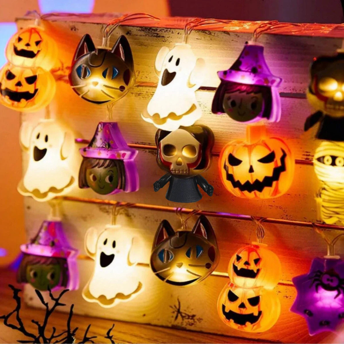 Spooky Pumpkin & Ghost LED String Lights Halloween Decorations