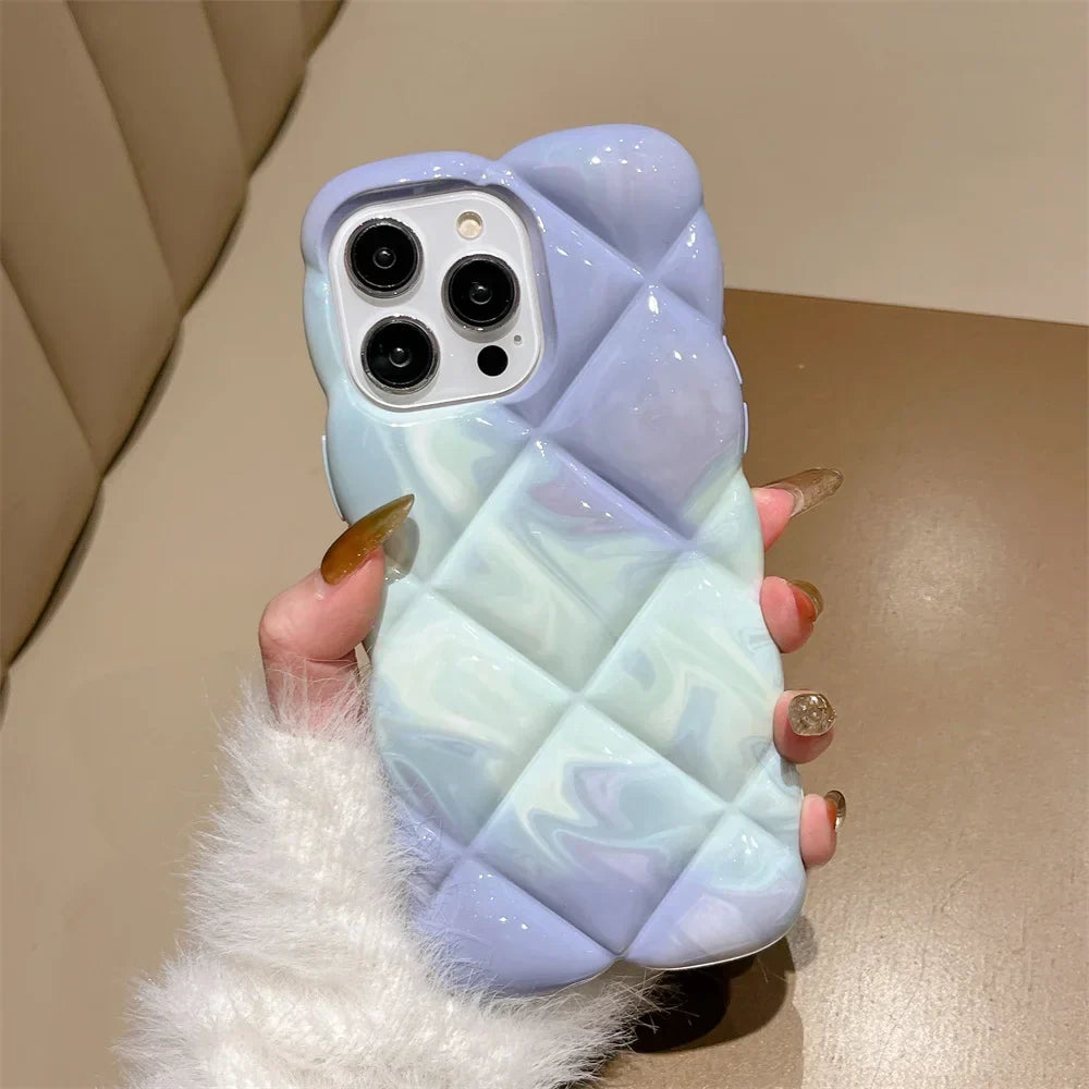 Aurora Marble Case – Pastel Quilted iPhone Protection Mint to Lavender Gradient Phone Case