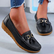 Celeste - Genuine Leather Tassel Moccasins Shoes