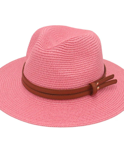 Breathable Straw Panama Sun Hat Watermelon Red Hats