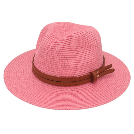 Breathable Straw Panama Sun Hat Watermelon Red Hats