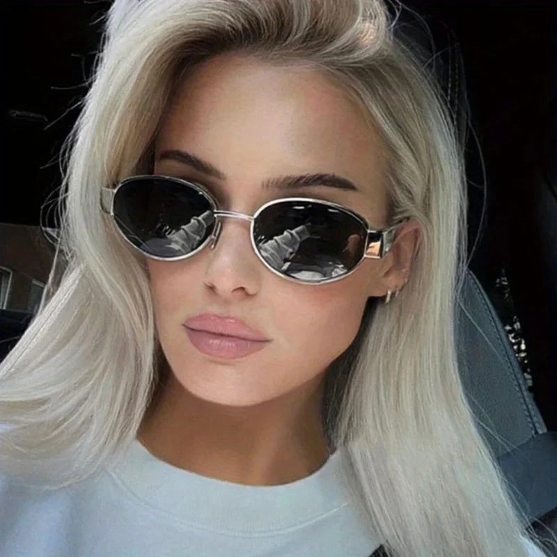 Trendy Unisex Oval Metal Frame Sunglasses Sunglasses