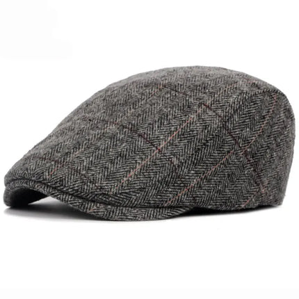 Men’s Wool Herringbone Newsboy Cap Grey Hats