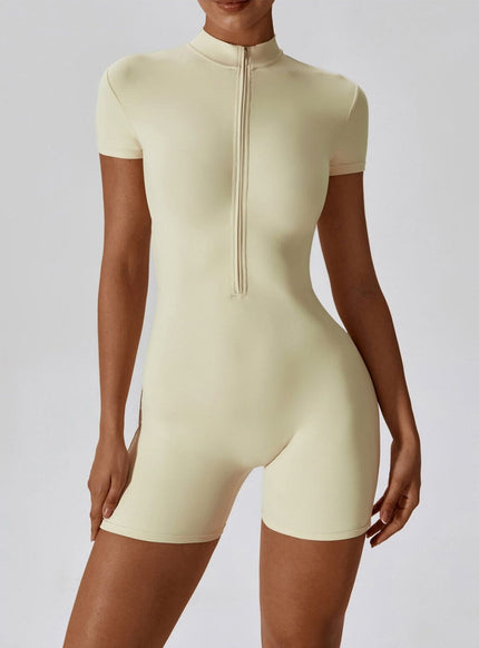 ZipChic Short Sleeve Jumpsuit Apricot Jumpsuit