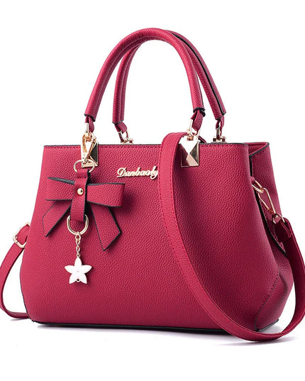 Elegant Women's Messenger Bag with Flower Pendant winered 28cmx11cmx19cm Shoulder Bags