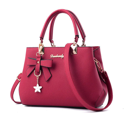 Elegant Women's Messenger Bag with Flower Pendant winered 28cmx11cmx19cm Shoulder Bags