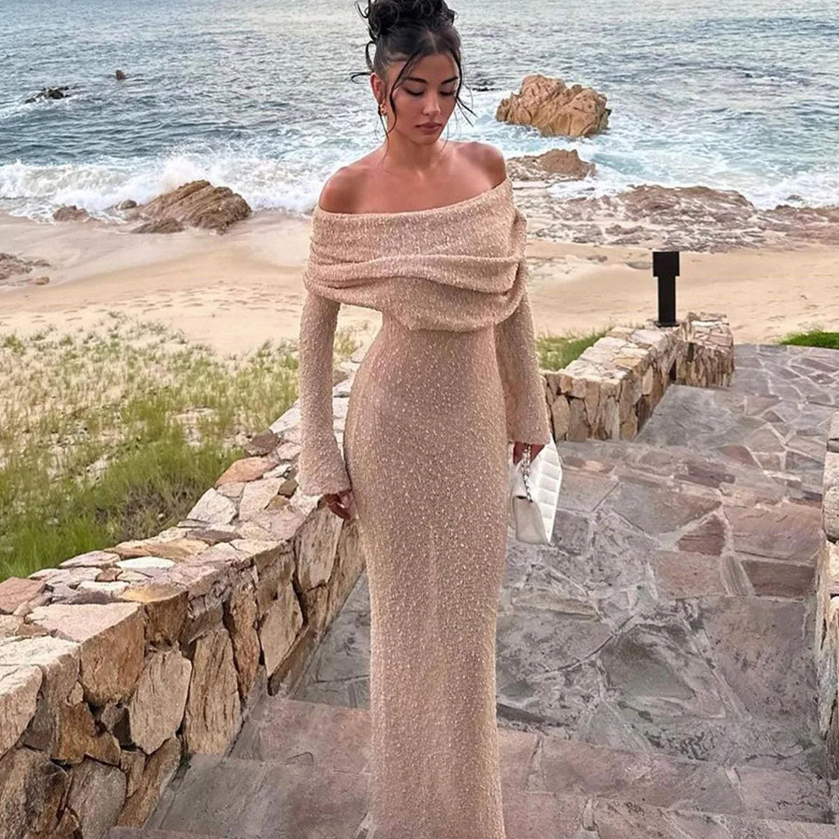 Kaitlyn™ | Curve-Accentuating Wrap Dress Khaki Dresses