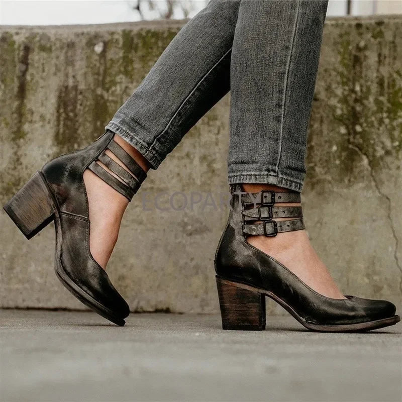 Comfortable and Elegant Thick-heeled Shoes Woman Shoes