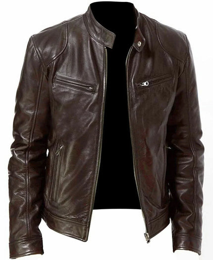 Jett™ | Men's Classic Leather Jacket Brown Jackets