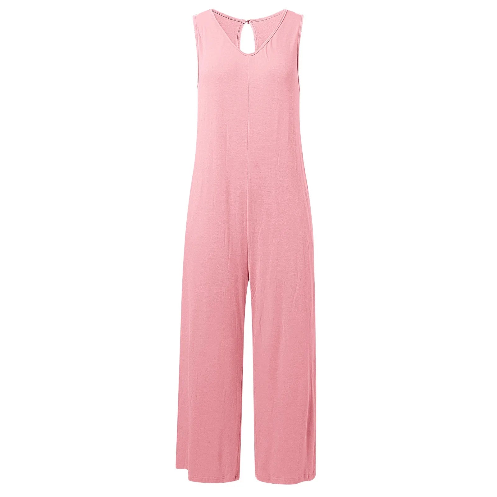 Women's Sleeveless V-Neck Wide‑Leg Jumpsuit Dresses