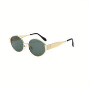 Trendy Unisex Oval Metal Frame Sunglasses TY1096-green Sunglasses
