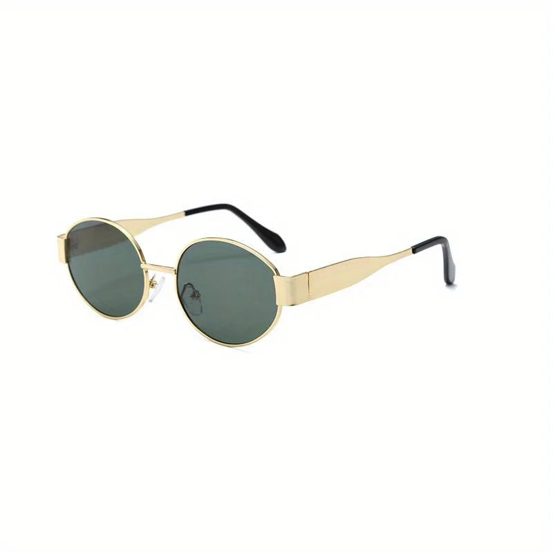 Trendy Unisex Oval Metal Frame Sunglasses TY1096-green Sunglasses