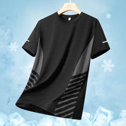 Men’s Summer Ice Silk Running T‑Shirt Black Men T-Shirts