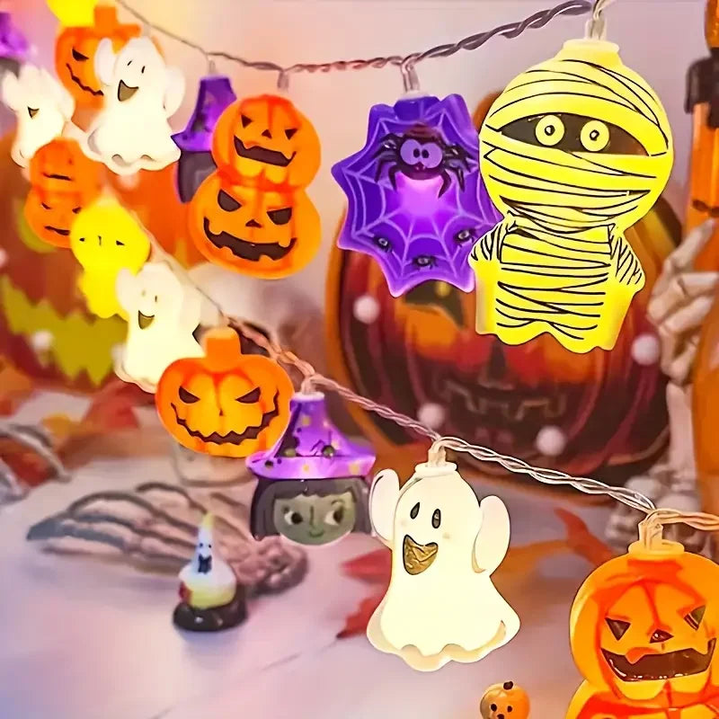Spooky Pumpkin & Ghost LED String Lights Halloween Decorations