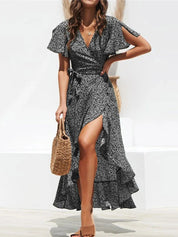 Bohemian Floral Chiffon Maxi Dress Dresses