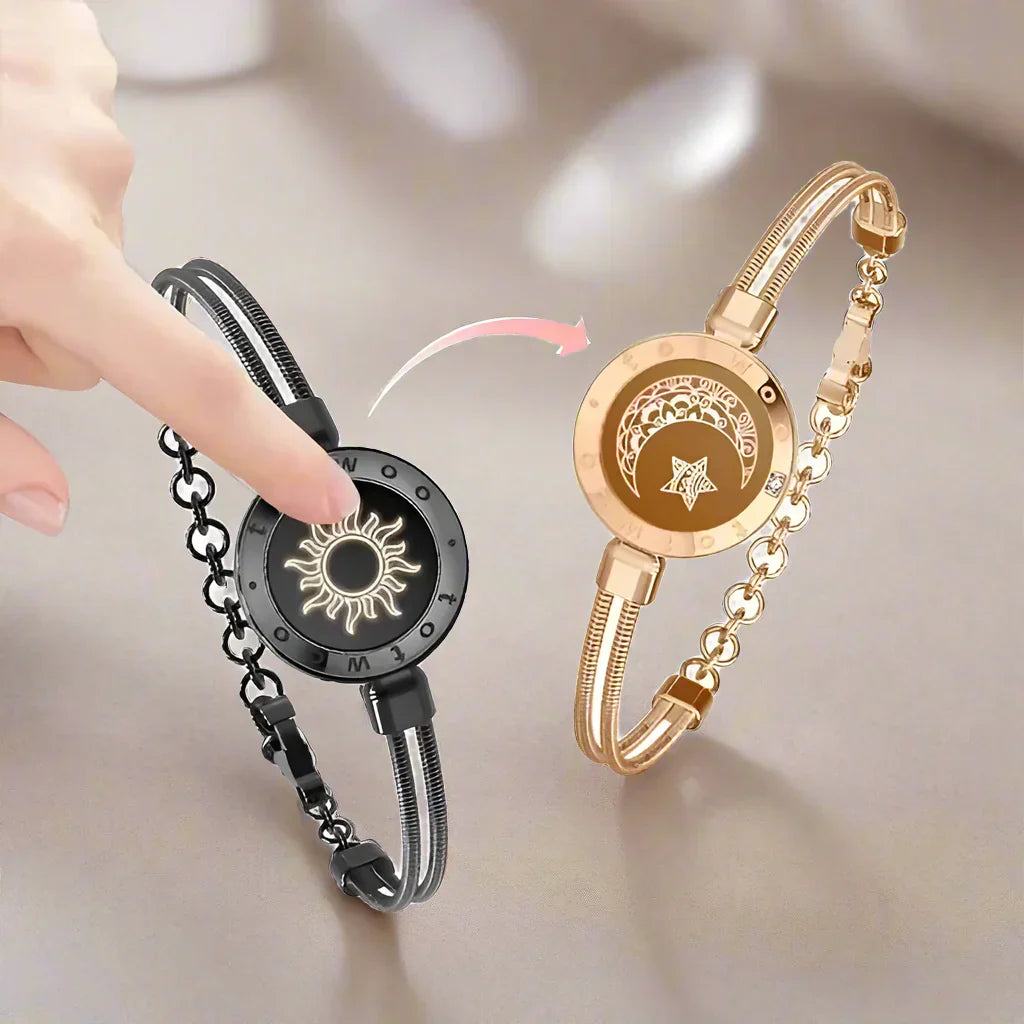 Sun and Moon totwoo Love Bracelets,Long Distance Relationship touch Light up & Vibrate Bracelets for Couples, Gifts Jewellery