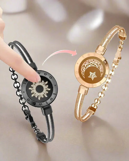Sun and Moon totwoo Love Bracelets,Long Distance Relationship touch Light up & Vibrate Bracelets for Couples, Gifts Jewellery