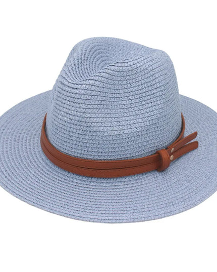 Breathable Straw Panama Sun Hat Sky Blue Hats