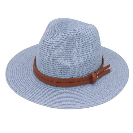 Breathable Straw Panama Sun Hat Sky Blue Hats