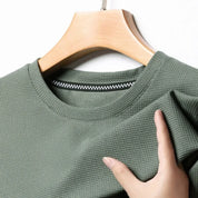 Men’s Summer Waffle Knit Round Neck T-Shirt – Lightweight Casual Tee Men T-Shirts