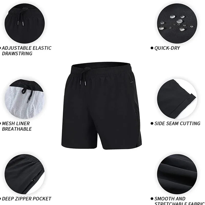 Men's Quick-Dry Swim Trunks with Zipper Pockets Shorts