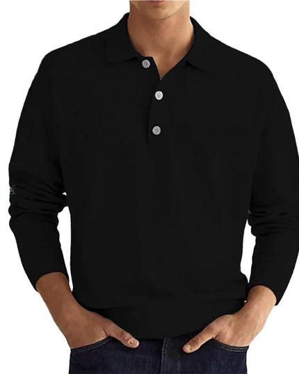 Bradley | Long Sleeved Polo Shirt Black Polos Shirts