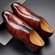 George™ Slip-On Leather Loafers – Stone Pattern Shoes