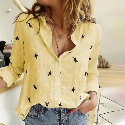 Lily | Women's Print Shirt Yellow Bird