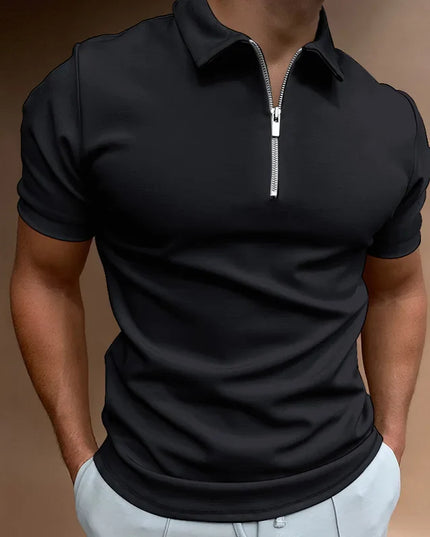 Dylan™ | Casual Zip-up Polo Shirt Black
