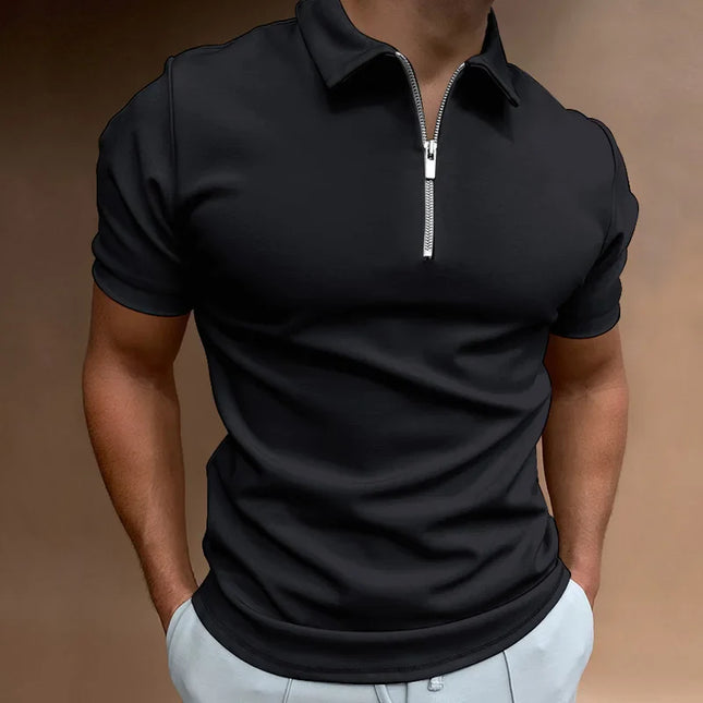 Dylan™ | Casual Zip-up Polo Shirt Black
