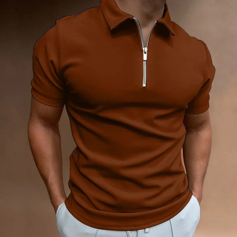 Dylan | Casual Zip-up Polo Shirt Brown