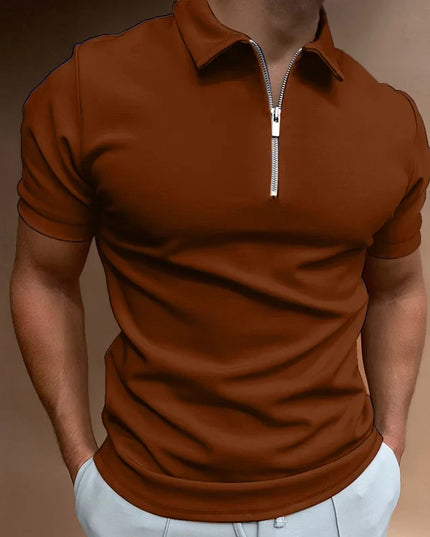 Dylan™ | Casual Zip-up Polo Shirt Brown
