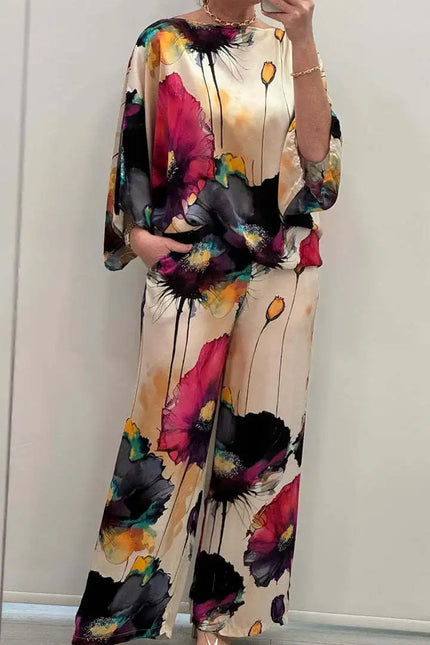 Daisy™ | Casual Round Neck Printed Set Black Dresses