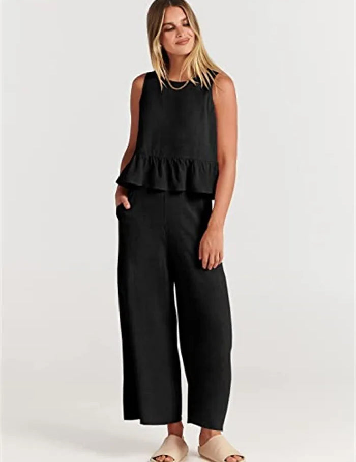 Amara™ | Casual Summer Co-ord Black Two piece set
