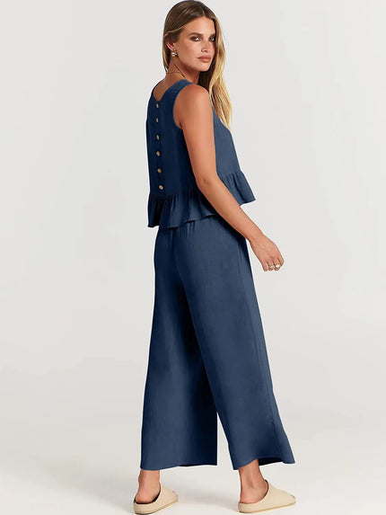 Amara™ | Casual Summer Co-ord Navy Blue Two piece set