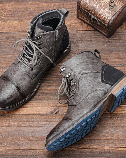 Frontier Leather Boots Durable Comfort Non Slip Sole for Men Grey Boots