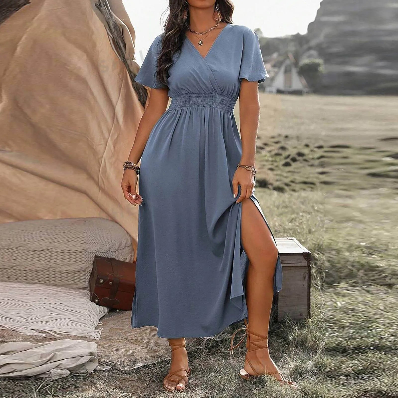 Mel | Elegant Summer Dress Light Blue Dress