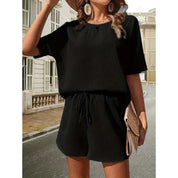 Evanna™ | Soft Textured Knit Matching Set Black-2 Two piece set