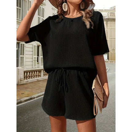 Evanna™ | Soft Textured Knit Matching Set Black-2 Two piece set
