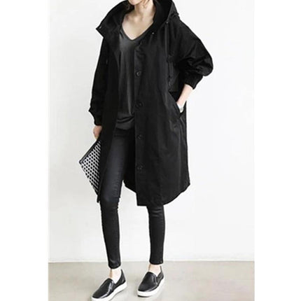 Laura | Waterproof windbreaker with hood Black