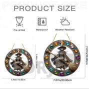 Moonlit Witch & Broom Acrylic Suncatcher Halloween Decorations
