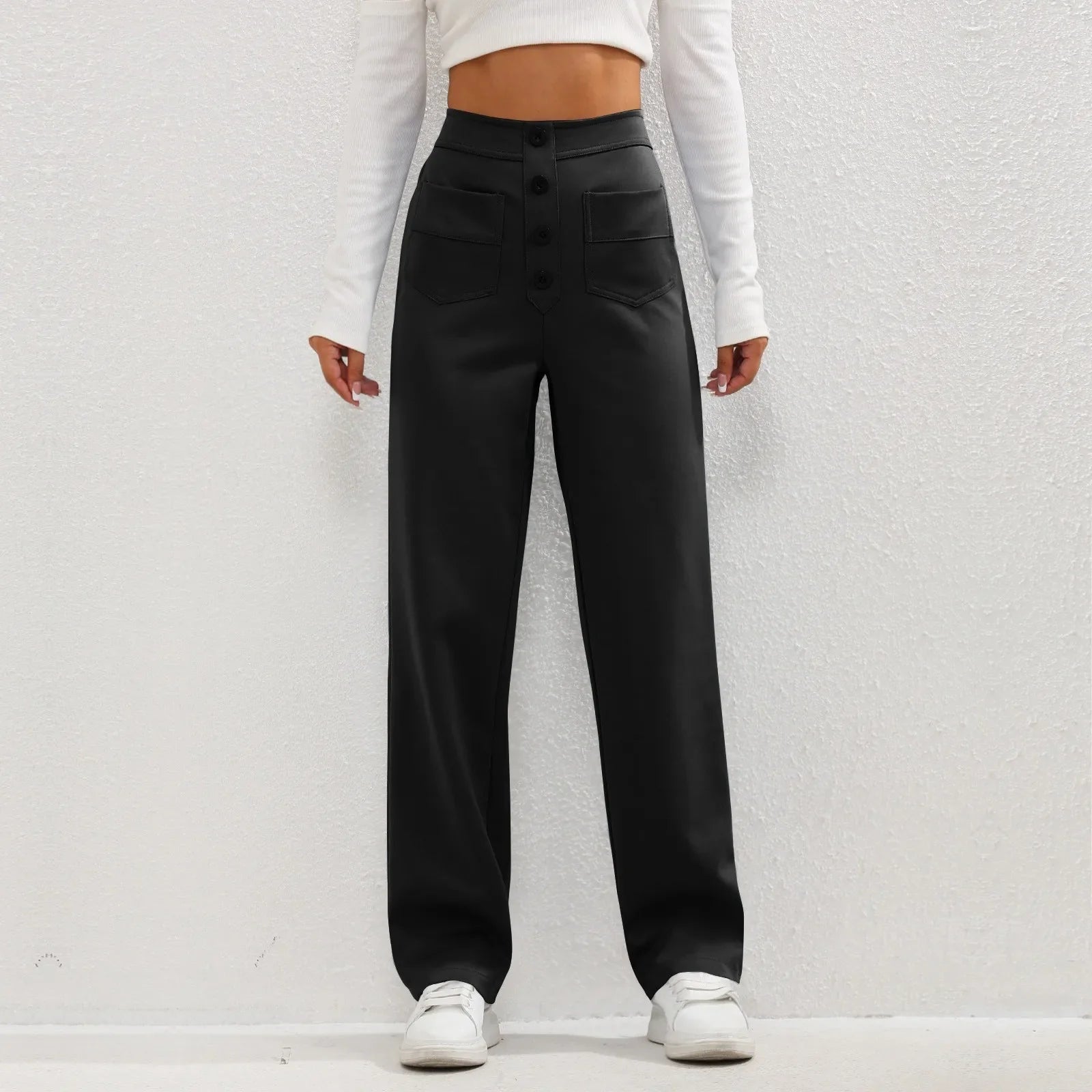 Brooklyn | Luxe High Waist Elastic Pants Black PANT
