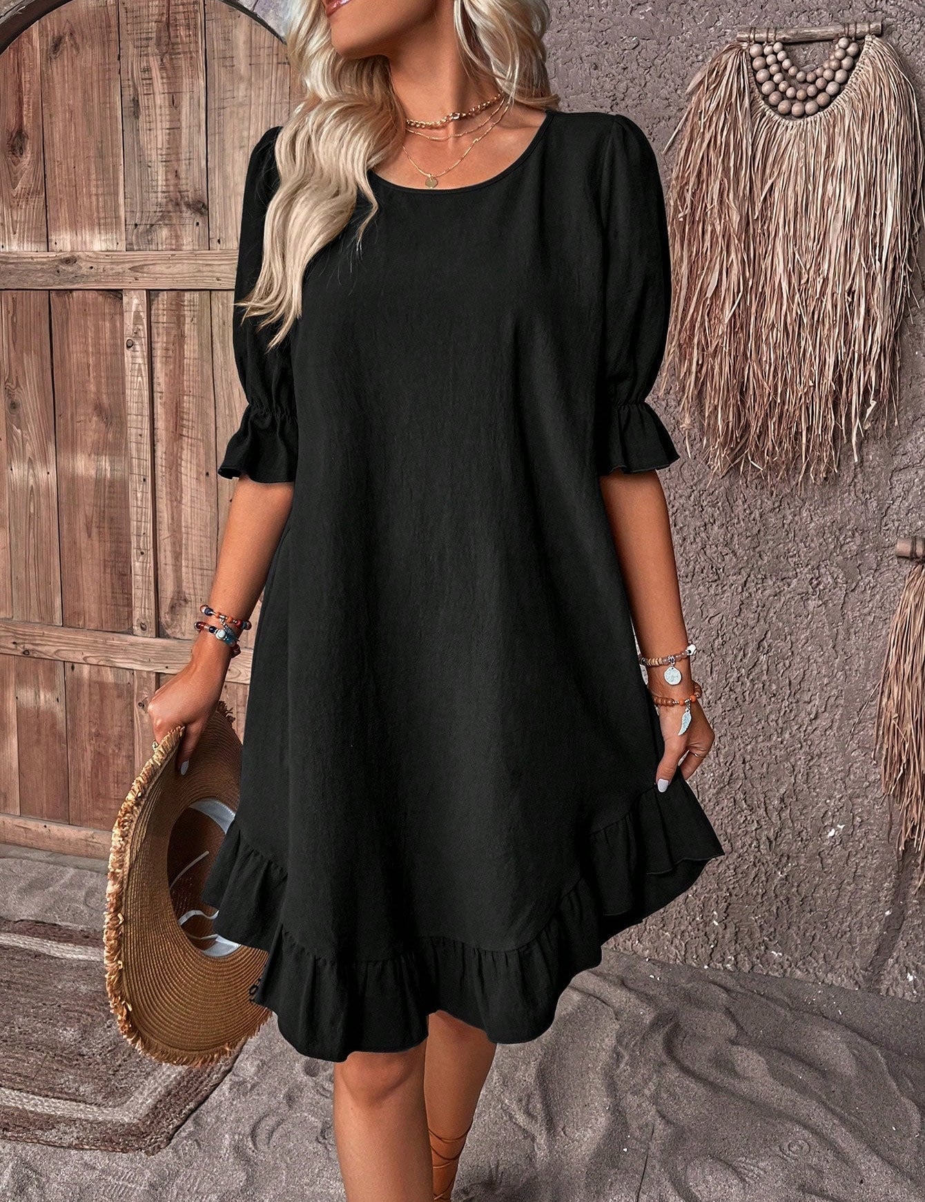 Lily | Summer dress with ruffles Black Dresses