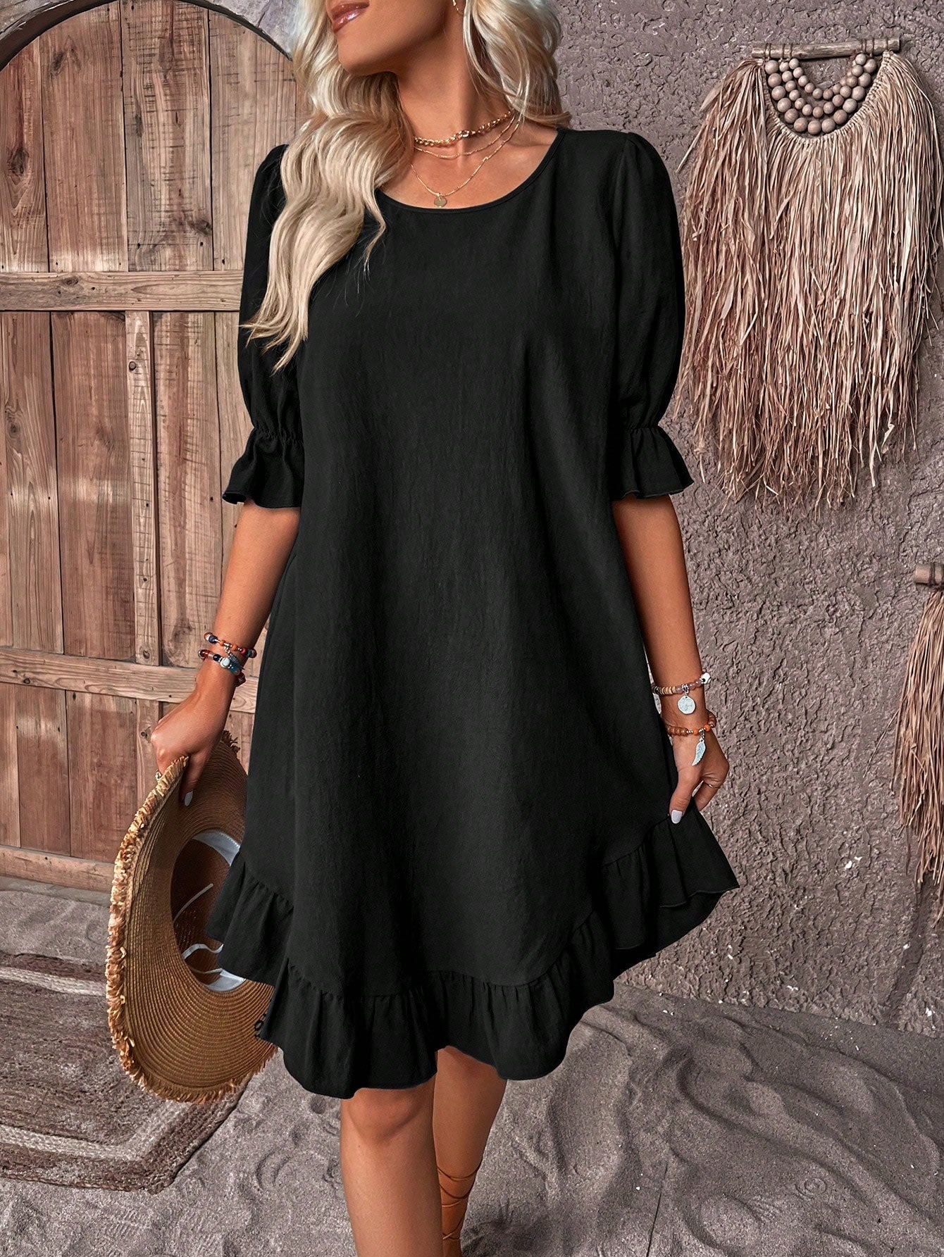 Lily | Summer dress with ruffles Black Dresses