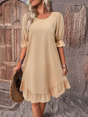 Lily | Summer dress with ruffles Khaki Dresses