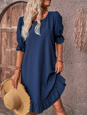 Lily | Summer dress with ruffles Marineblue Dresses