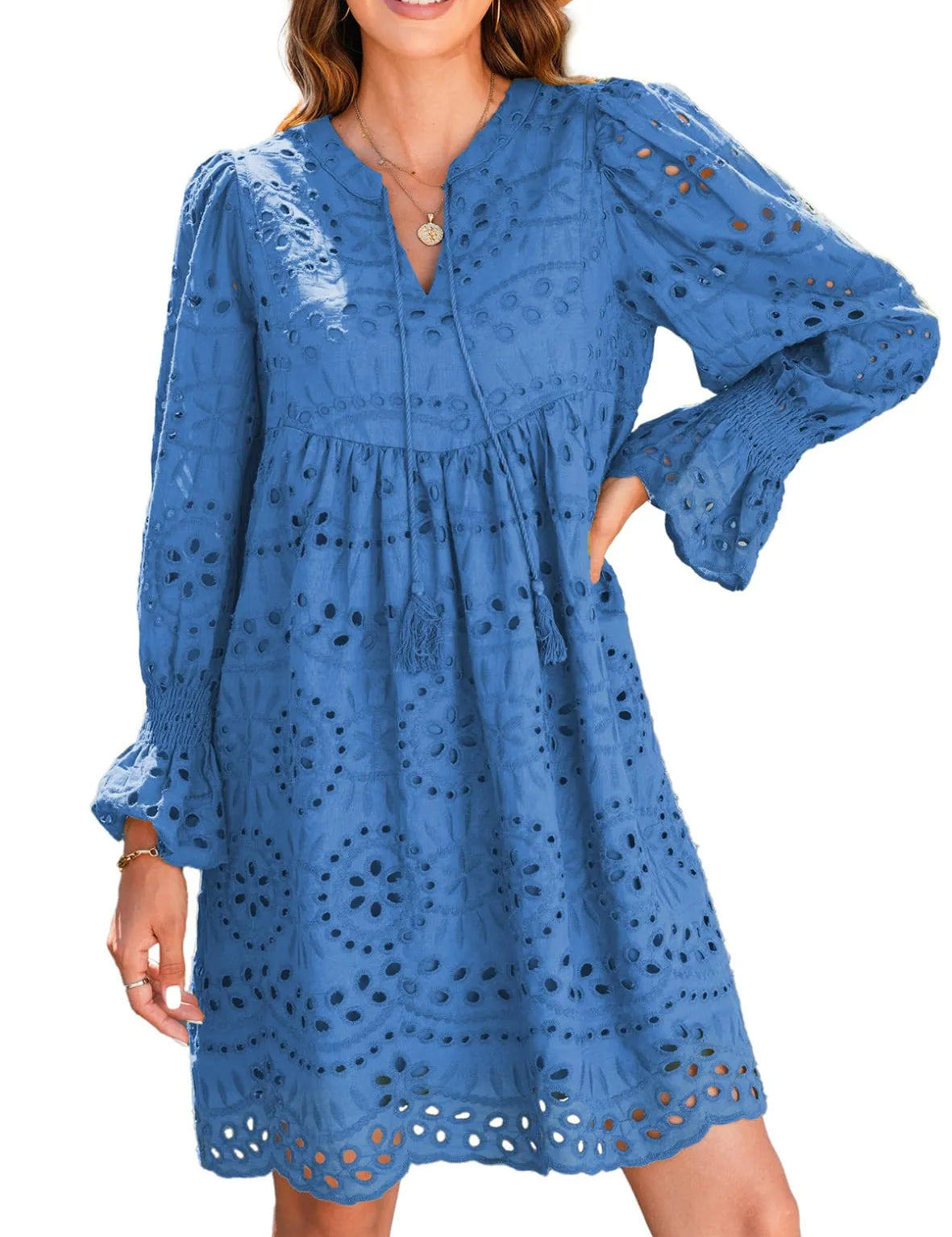 Vintage Eyelet Cotton Midi Dress Dresses